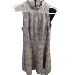 Lauren Conrad LC New NWT 64.00 Size 8 Gray Floral Fit and Flare Dress Skater